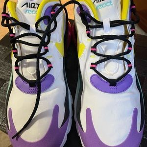 Nike Air 270 Reacts color are purple yellow teal pink black and white